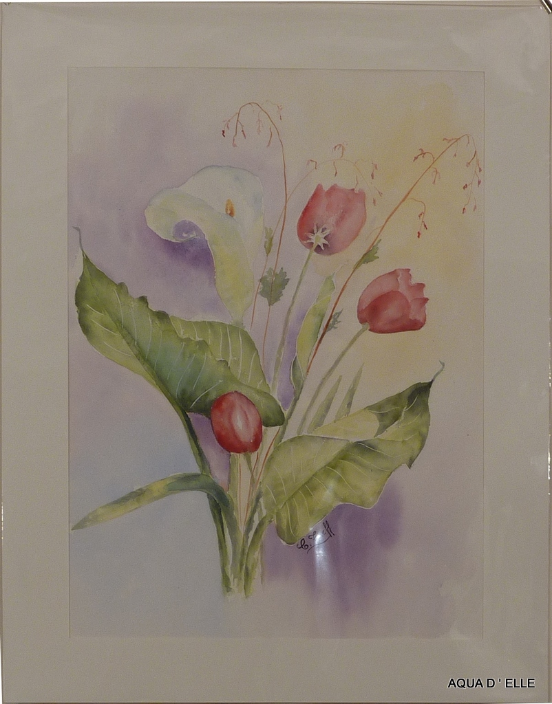 105-Tulipes et arum-50x65